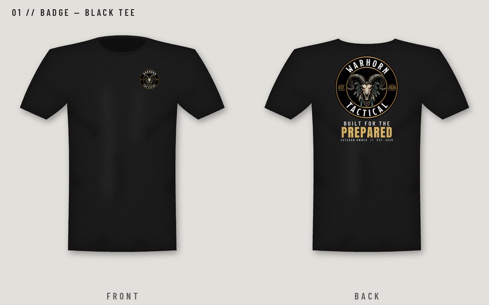 Badge Tee - Black design mockup, front and back